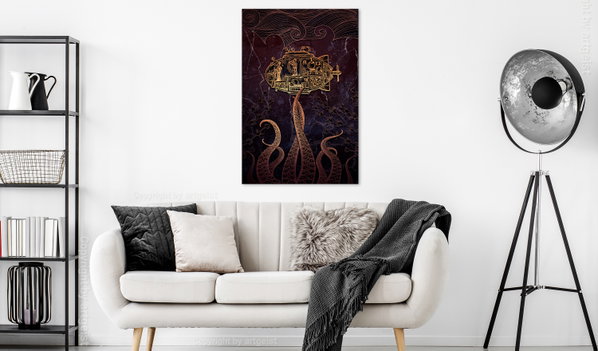 Kunstdruck auf Leinwand 'Golden Submarine Vertical'