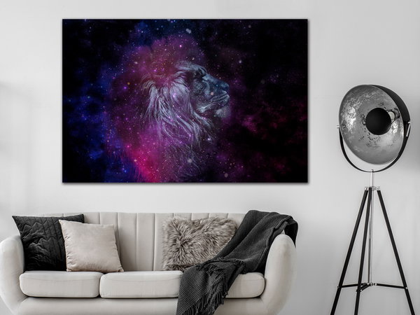 Kunstdruck auf Leinwand 'Cosmic Lion Wide'