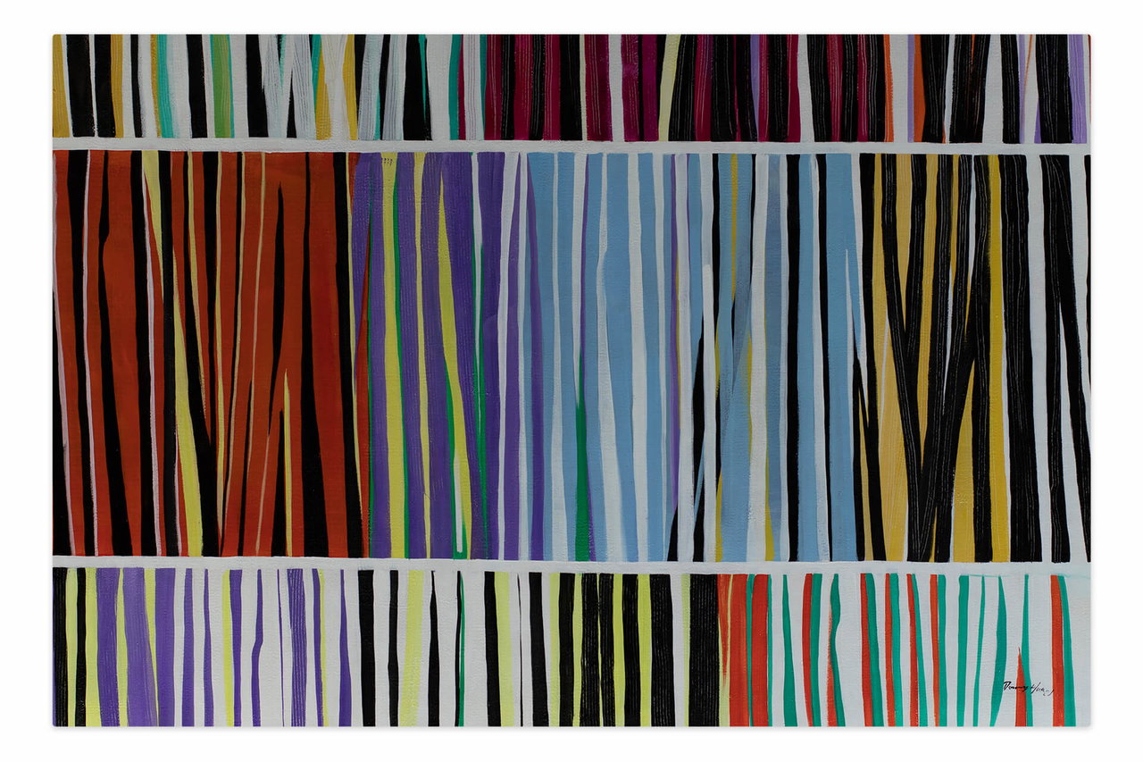 Olieverf schilderijen 'Colours of Harmony' | Handgeschilderd unicum 180x120cm in de ruimte.