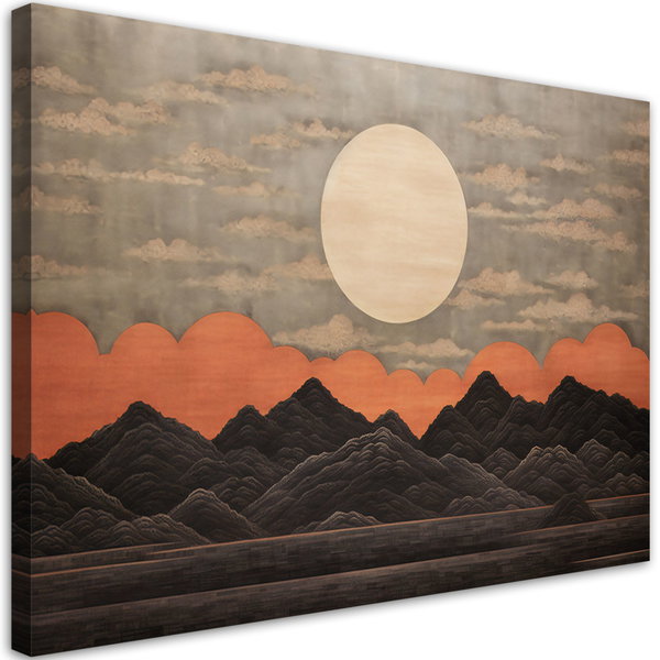Kunstdruck auf Leinwand 'Full Moon Mountain Landscape'