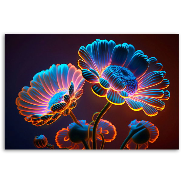 Kunstdruck auf Leinwand 'Neon Blooms 1'