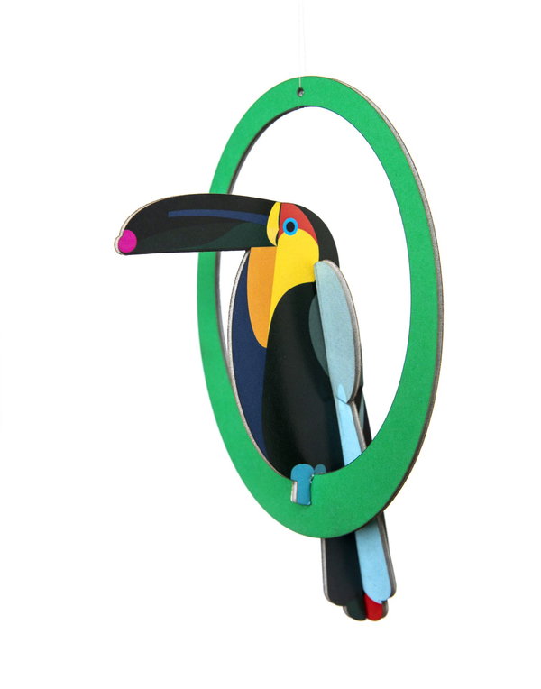 Hängende Deko 'Tukan mit Jade-Rahmen'