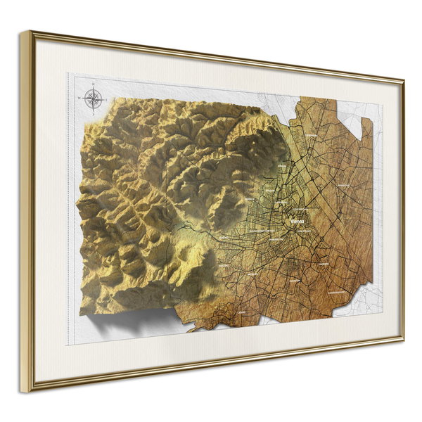 Poster 'Raised Relief Map: Vienna'