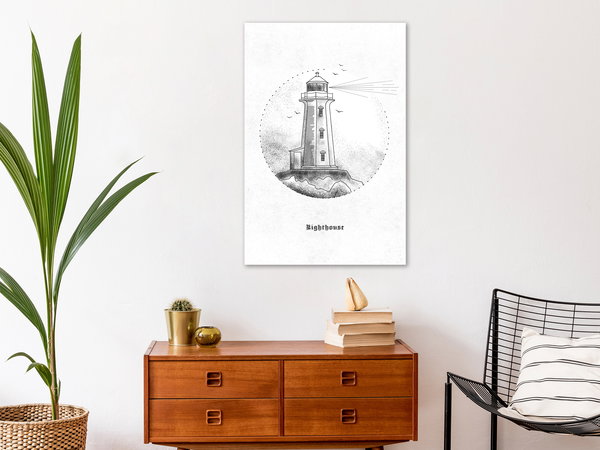 Impression sur toile 'Black and White Lighthouse Vertical'