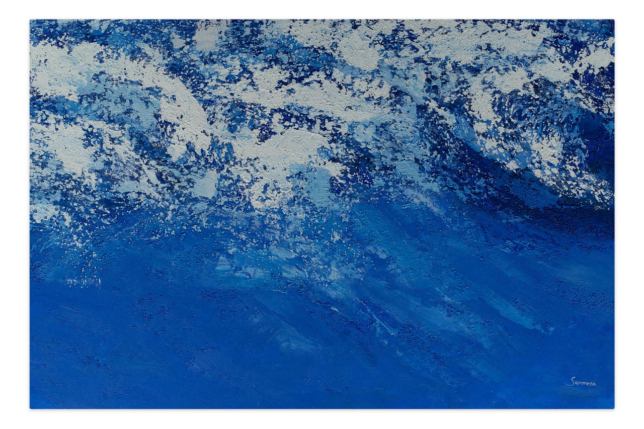 Olieverf schilderijen 'Snow Covered Mountains' | Handgeschilderd unicum 180x120cm komt in de ruimte goed tot zijn recht.