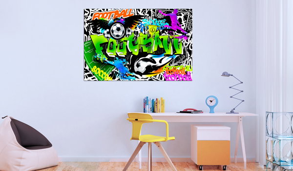 Kunstdruck auf Leinwand 'Football Graffiti Wide'