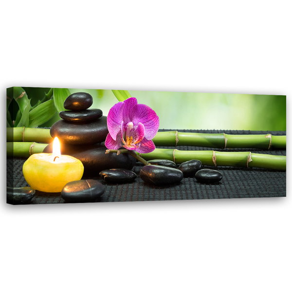 Kunstdruck auf Leinwand 'Pink Orchids on Stones 2'