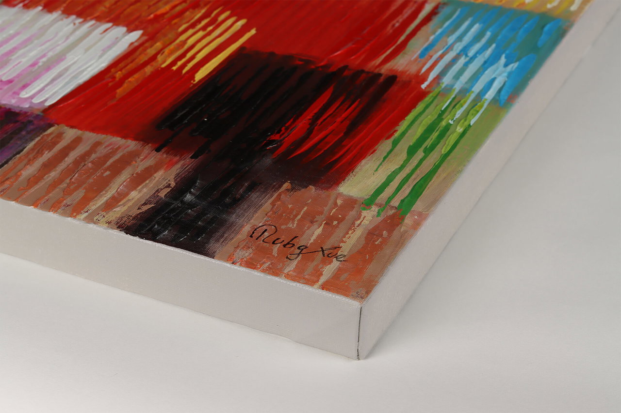 Handgeschilderd schilderij 'Hommage to life' | incl. certificaat van echtheid komt in de ruimte goed tot zijn recht.
