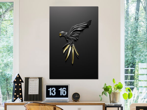 Kunstdruck auf Leinwand 'Black Parrot Vertical'
