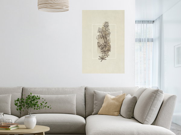 Kunstdruck auf Leinwand 'Field Sketch Vertical'