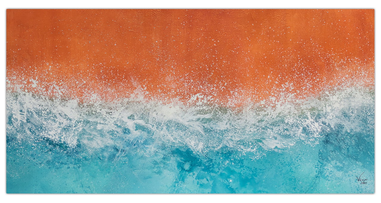 XXL Olieverf schilderijen 'Wild Wave Swirls' | Handgeschilderd unicum in de ruimte.