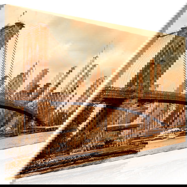 Kunstdruk op canvas 'Road to Manhattan Narrow Sepia'