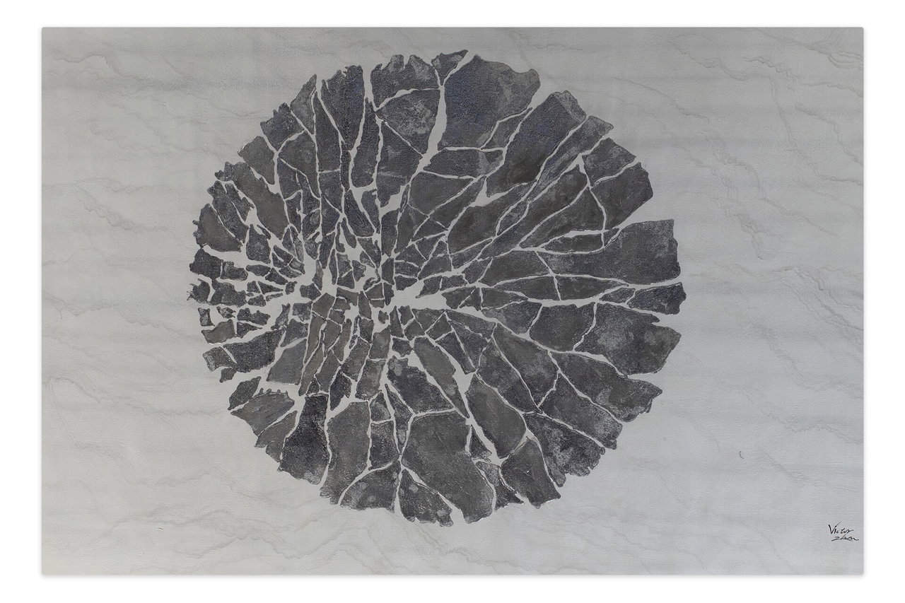 Olieverf schilderijen 'Silver Comet' | Handgeschilderd unicum 180x120cm komt in de ruimte goed tot zijn recht.