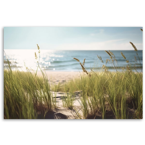 Kunstdruck auf Leinwand 'Serene Beach Grass Scene'