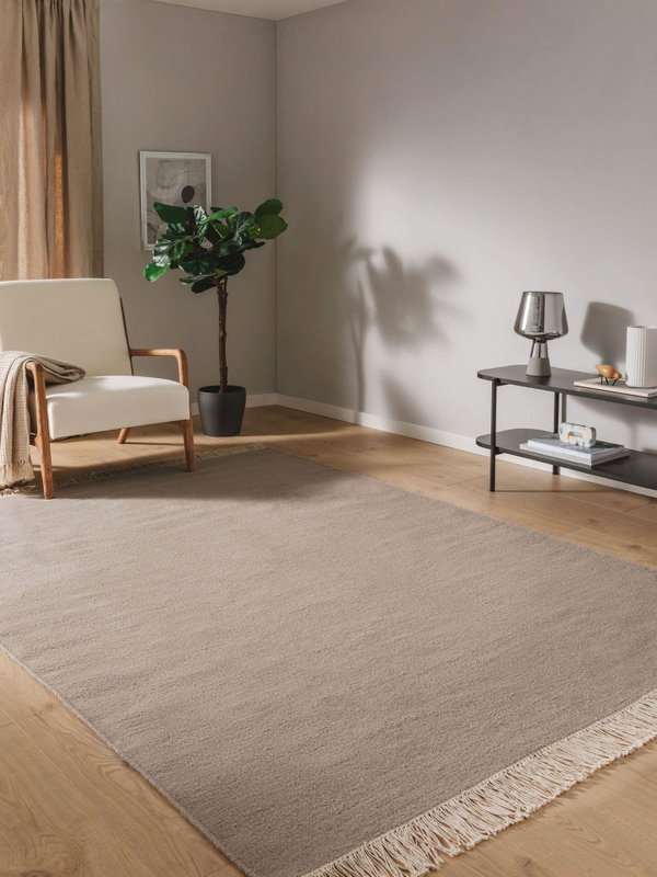 Design Wollteppich Liv Hellgrau