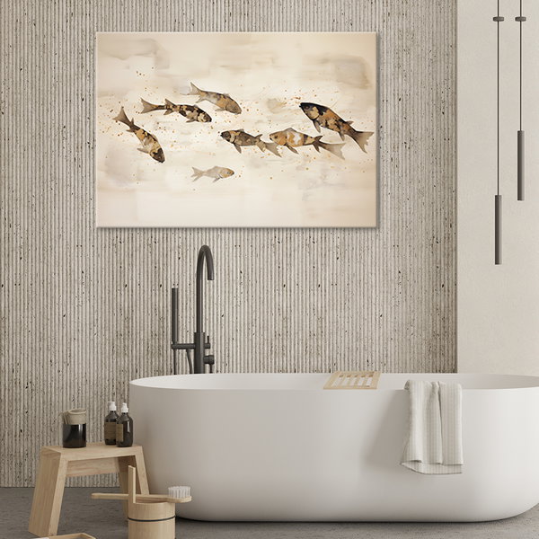 Kunstdruck auf Leinwand 'Koi Fish in Tranquil Water'
