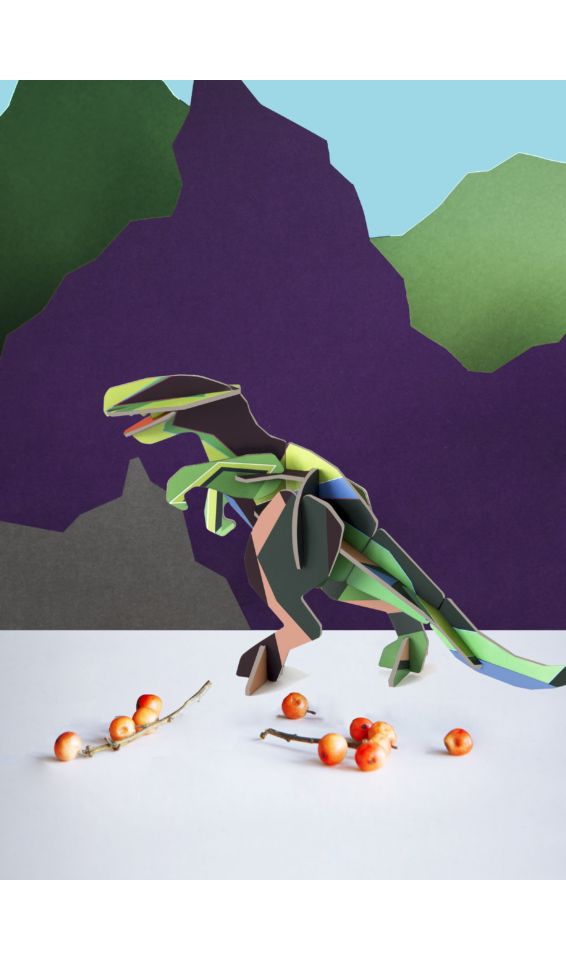 Papierskulptur 'Jade-Dino'