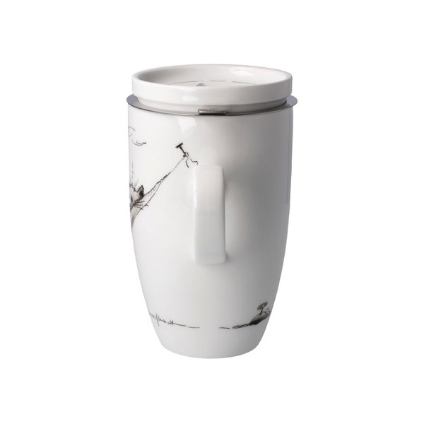 Goebel Teetasse mit Sieb und Deckel 'Mittagspause'