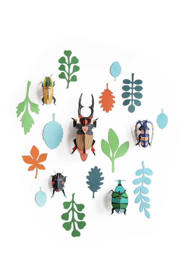 Scultura da parete in cartone 'Colorful Beetle Set'