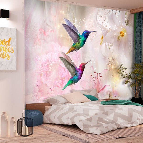 Carta da parati autoadesiva 'Colourful Hummingbirds (Pink)'