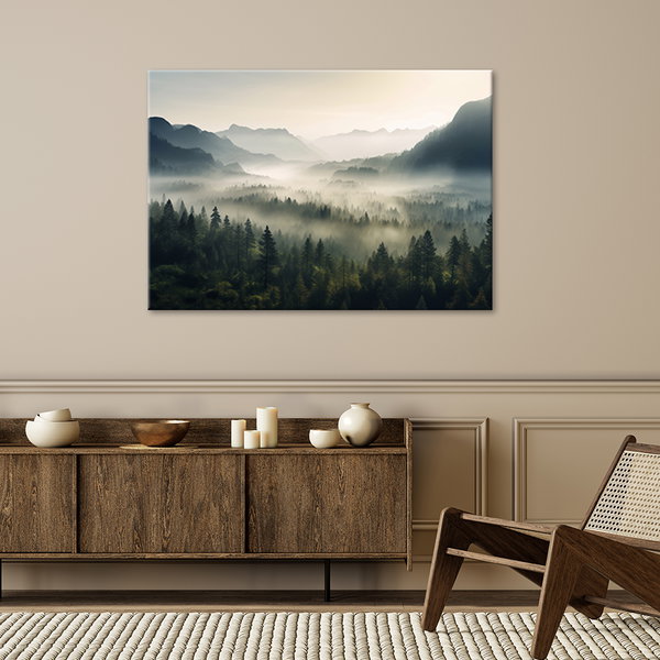 Kunstdruck auf Leinwand 'Misty Mountain Forest 1'