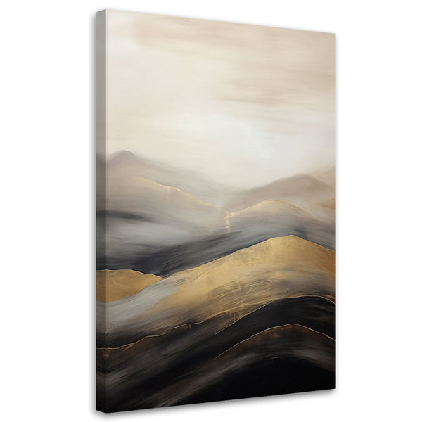 Kunstdruck auf Leinwand 'Golden Waves on Monochrome 2'