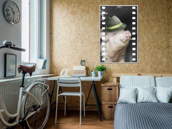 Poster 'Pig with Mustache'