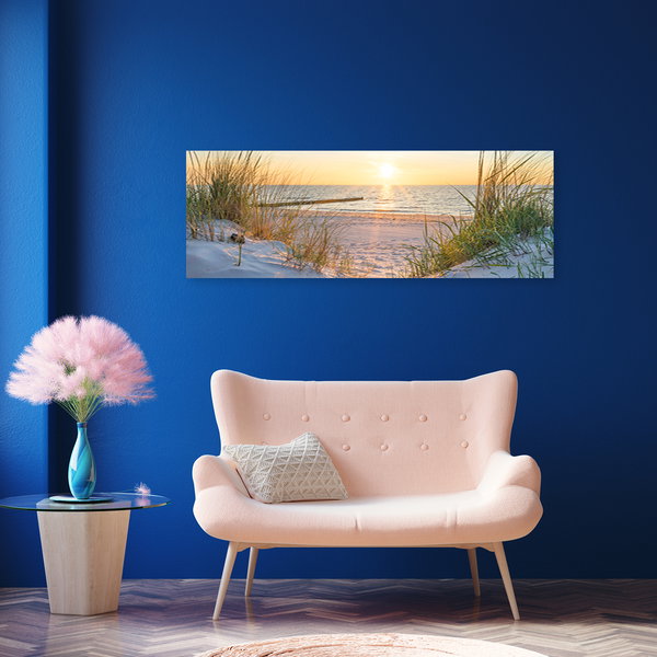 Kunstdruck auf Leinwand 'Beach with Coastal Grasses 4'
