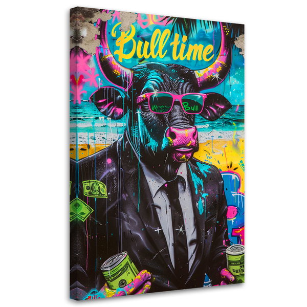 Kunstdruck auf Leinwand 'Bull Time'