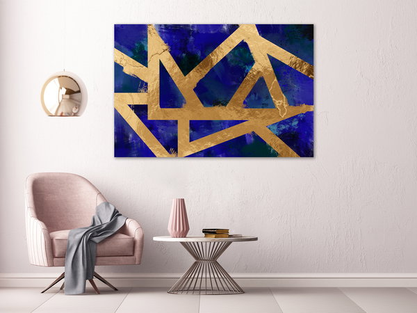 Kunstdruck auf Leinwand 'Golden Geometry Wide'