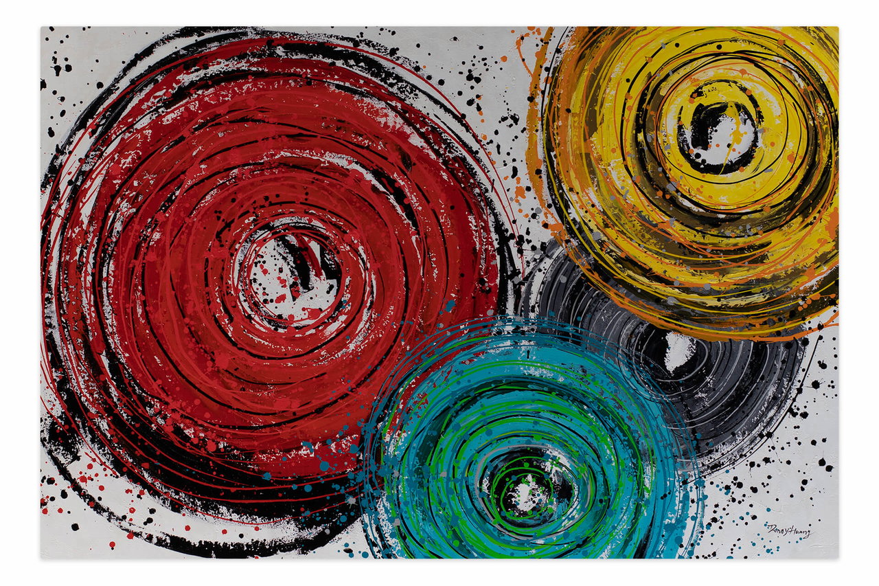 XXL Olieverf schilderijen 'The Spell of Colours' | Handgeschilderd unicum komt in de ruimte goed tot zijn recht.