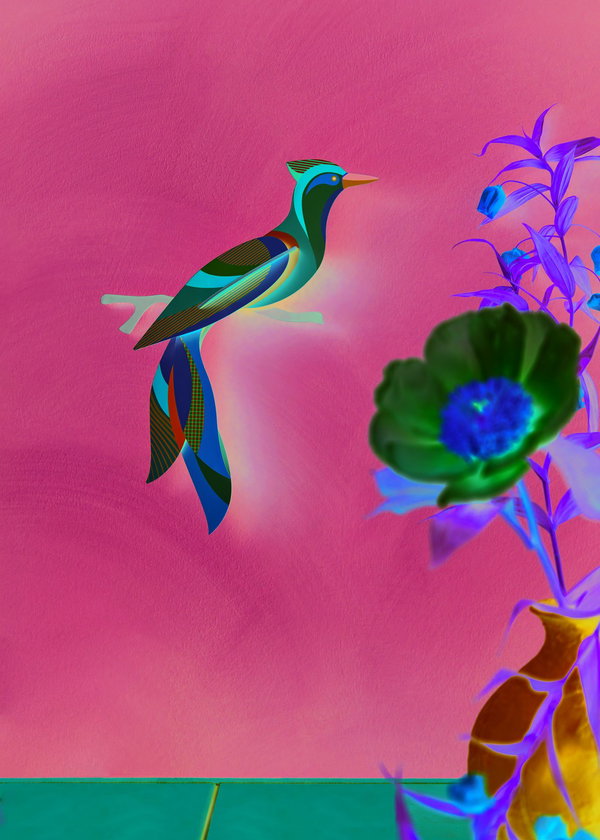 Wanddeko Papier 'Leuchtender Flügel'
