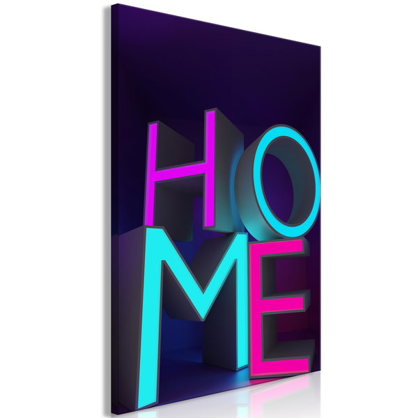 Cuadro impreso sobre lienzo 'Home Neon Vertical'