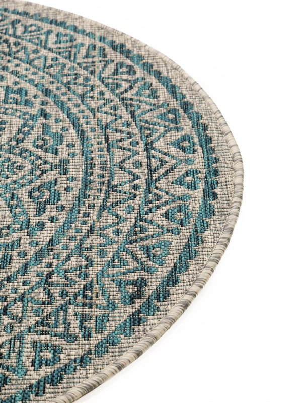 Design In- &amp; Outdoor Runder Teppich Cleo Beige/Blau
