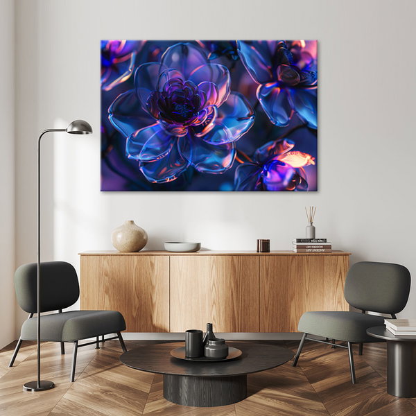 Kunstdruck auf Leinwand 'Neon Prism Blossoms 6'