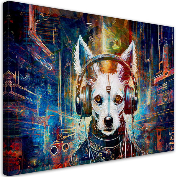 Kunstdruck auf Leinwand 'Cyber Canine DJ Vibes 2'
