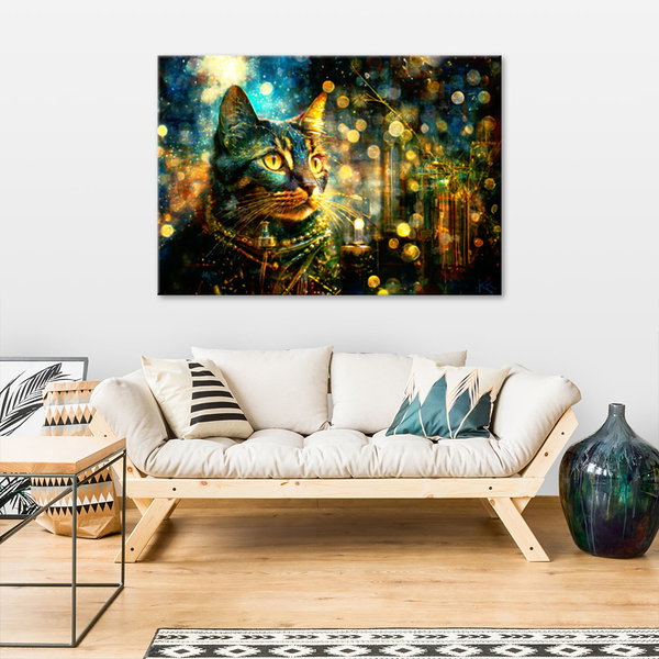 Kunstdruck auf Leinwand 'Mystical Feline in the Glow 2'