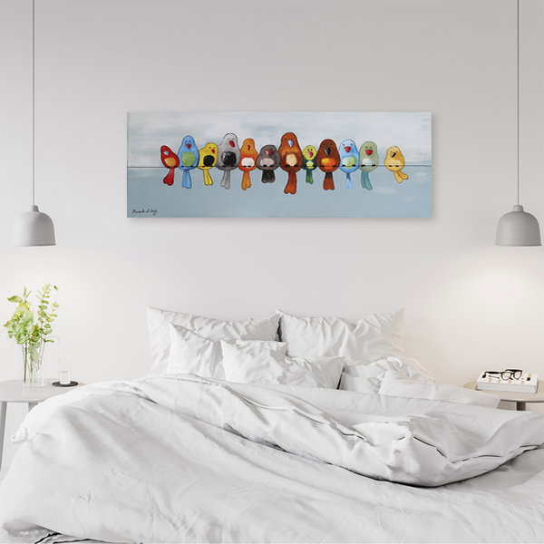 Kunstdruck auf Leinwand 'Rainbow Chorus on a Wire'
