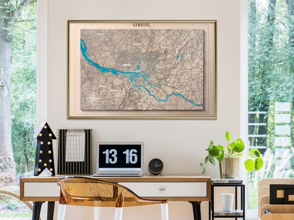 Poster 'Raised Relief Map: Hamburg'