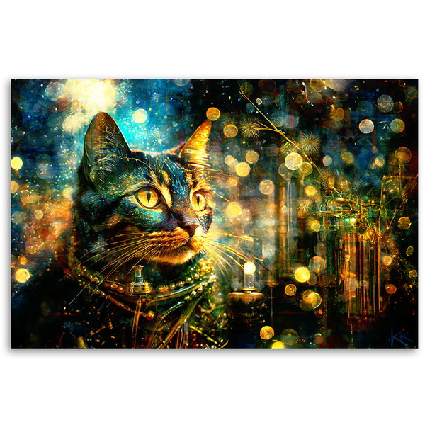 Kunstdruck auf Leinwand 'Mystical Feline in the Glow 2'