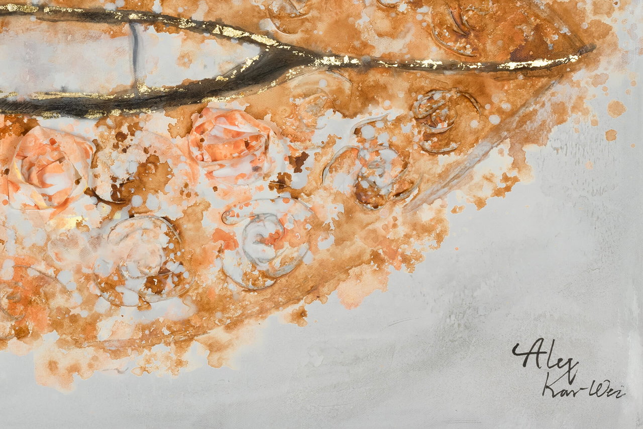 Handgeschilderd schilderij 'Sweet Lips' 90x60cm | incl. certificaat van echtheid in de ruimte.