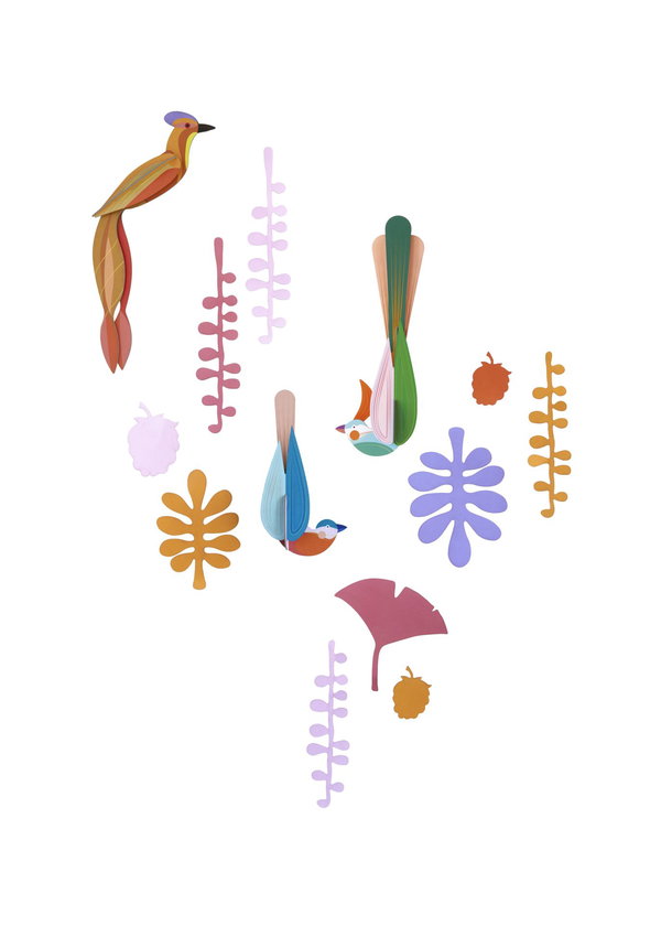 3D-kartongmodell dekoration 'Tropical Birds Set'
