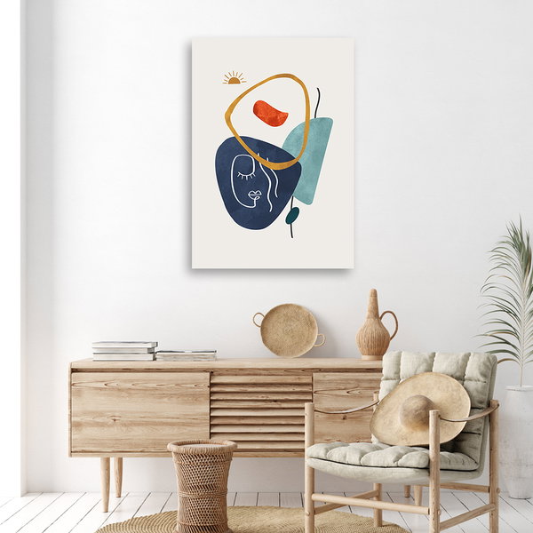 Kunstdruck auf Leinwand 'Abstract Line Face'