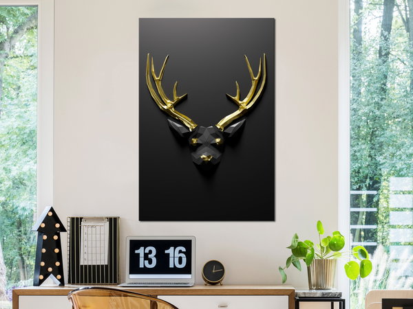Kunstdruck auf Leinwand 'Golden Antlers Vertical'