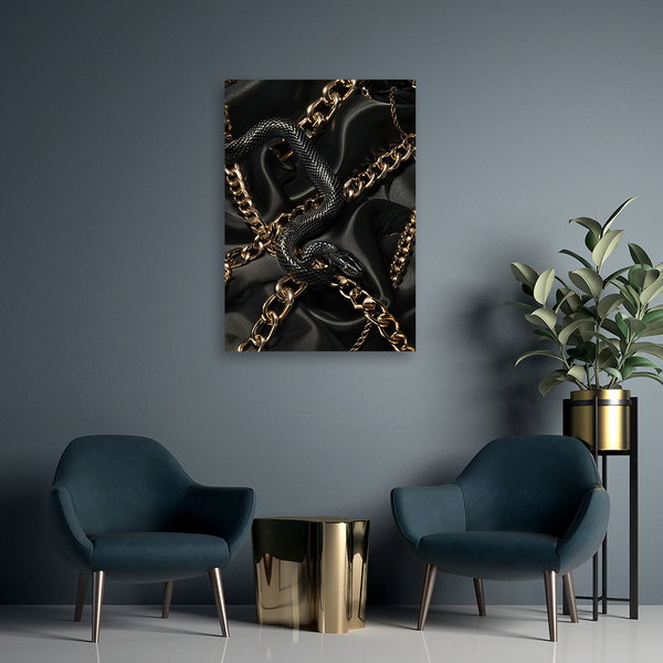 Kunstdruck auf Leinwand 'Gold and Snake'