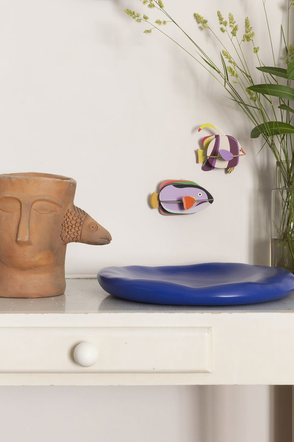 Scultura da parete in cartone 'Striped Angelfish'