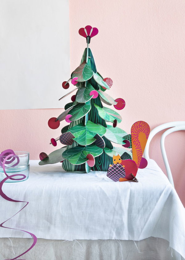Papierskulptur 'Baum &amp; Eichhörnchen-Set'