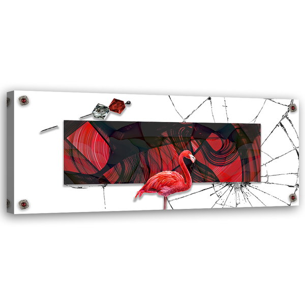 Kunstdruck auf Leinwand 'Flamingo in the Fractured Dream'