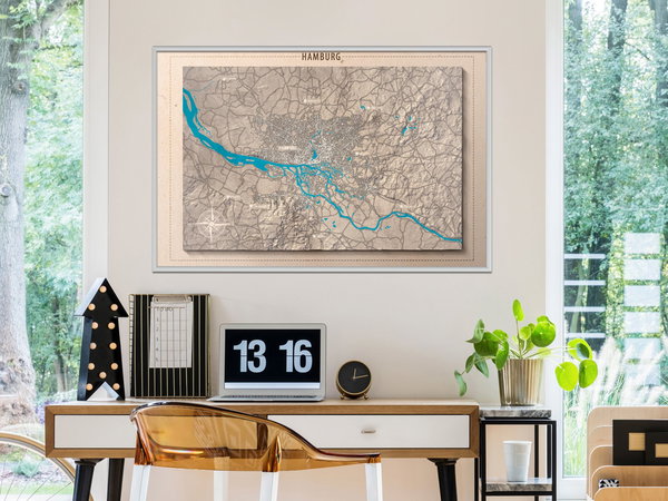 Poster 'Raised Relief Map: Hamburg'