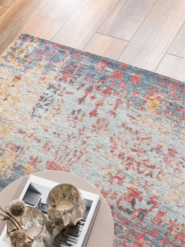 Design Flachgewebeteppich Frencie Blau